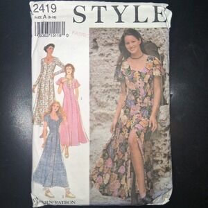 Style 2419 Misses' Dresses Sewing Pattern A 8-18 Romantic Floral Gown Maxi Cut